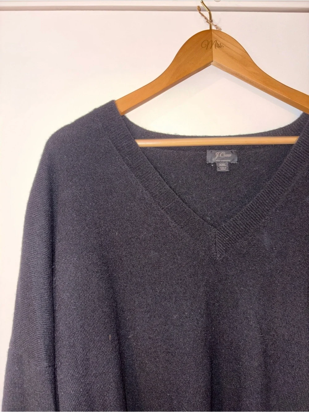 J. Crew V-Neck Oversized Black Cashmere Sweater